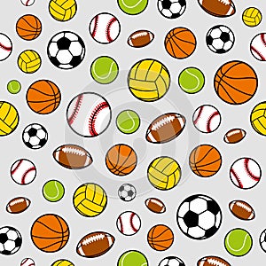 Vector Sports Balls Seamless Background, Sports Equipment, Pattern