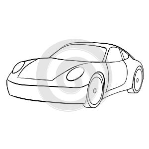 Vector of a Sports Car in Black And White