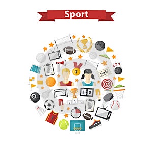 Vector sports icons in circle