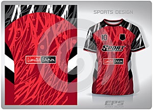 Vector sports shirt background image.red black white color pouring pattern design, illustration, textile background for sports t-