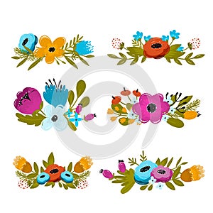 Vector spring summer flowers bouquets big collection
