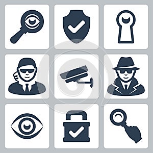 Vector spy and security icons set