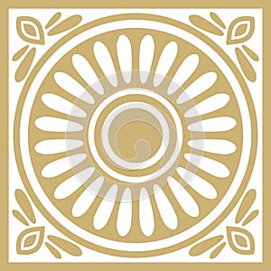 Vector square Assyrian gold ornament. photo
