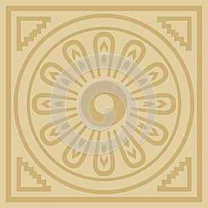 Vector square Assyrian gold ornament. photo