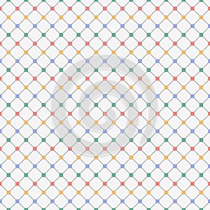 Vector square grid on dots lines geometric seamless pattern.