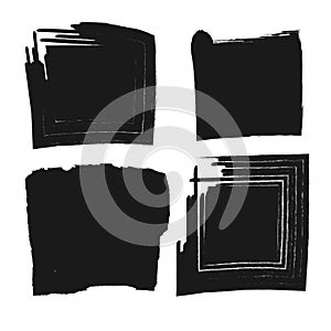 Vector square grunge black stickers