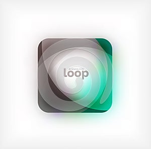 Vector square loop business symbol, geometric icon created of waves, with blurred shadow