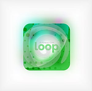 Vector square loop business symbol, geometric icon created of waves, with blurred shadow