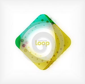 Vector square loop business symbol, geometric icon created of waves, with blurred shadow