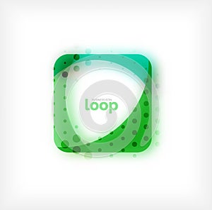 Vector square loop business symbol, geometric icon created of waves, with blurred shadow