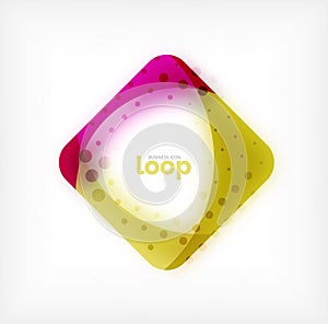 Vector square loop business symbol, geometric icon created of waves, with blurred shadow