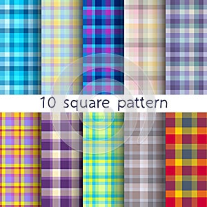 10 vector square seamless patterns. Texture can be used for wallpaper, fill, web background, texture.