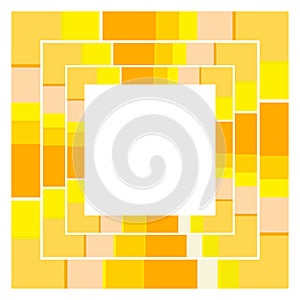 Vector square yellow-orange geometric frame In the center, place for text. Isolated on transparent background.Pattern