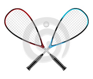 Vector squash or racketball crossed rackets with ball