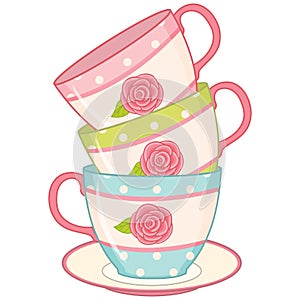 Vector Stack of Tea Cups. Tea Cups Vector Illustration photo