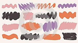 Vector stains abstract paint brush strokes set
