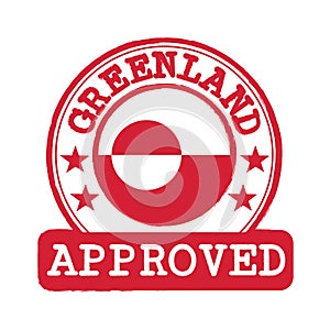 Vector Stamp of Approved logo with Greenland Flag in the round shape on the center