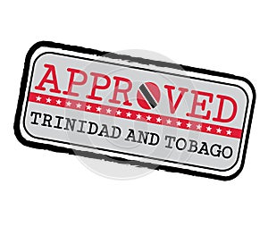 Vector Stamp of Approved logo with Trinidadian Flag in the shape of O and text Trinidad and Tobago photo