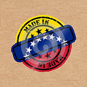 Vector stamp with flag of the Venezuela. Lettering Made in Venezuela