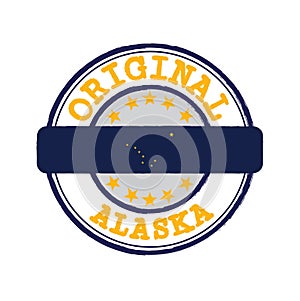 Vector Stamp for Original logo with text Alaska and Tying in the middle with States Flag.