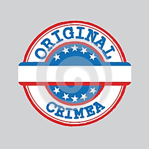 Vector Stamp of Original logo with text Crimea and Tying in the middle with nation Flag