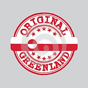 Vector Stamp of Original logo with text Greenland and Tying in the middle with nation Flag