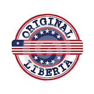 Vector Stamp of Original logo with text Liberia and Tying in the middle with nation Flag