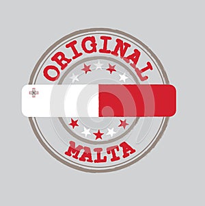 Vector Stamp for Original logo with text Malta and Tying in the middle with nation Flag