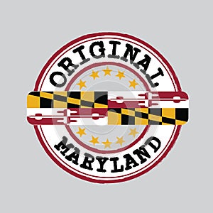 Vector Stamp for Original logo with text Maryland and Tying in the middle with States Flag