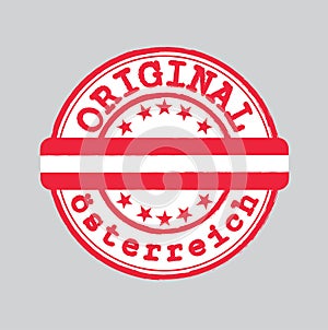 Vector Stamp of Original logo with text Osterreich Austria in German language and Tying in the middle with nation Flag