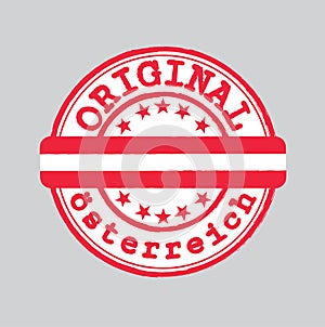 Vector Stamp of Original logo with text Osterreich Austria in German language and Tying in the middle with nation Flag photo