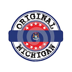 Vector Stamp of Original logo and Tying in the middle with Michigan flag