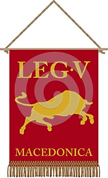 Vector standard of Legio V Macedonica VII Pia VII Fidelis Constans on white background photo
