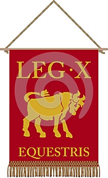 Vector standard of Legio X Equestris on white background