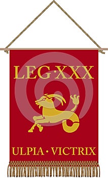 Vector standard of Legio XXX Ulpia Victrix on white background