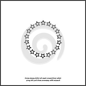 Vector star icon in a circle. Circle consisting of stars on white isolated background