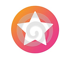 Vector star icon, orange and pink colorful gradient circle button