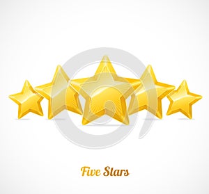Vector star rating with five gold stars concept