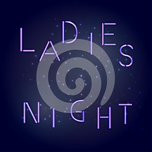 Vector of starry night sky background and Ladies night violet text