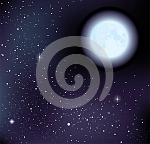 vector starry sky and moon