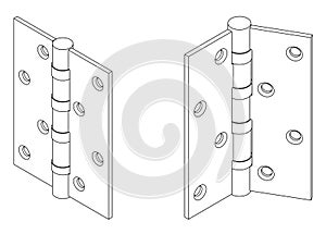 Vector isometric butt door hinge