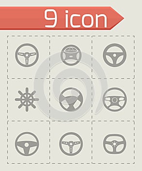 Vector steering wheels icon set