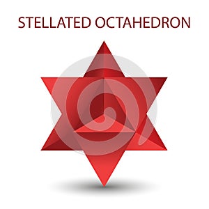 Vector Stellated Octahedron, also called Stella octangula, and Polyhedra Hexagon, geometric polyhedral compounds on a photo