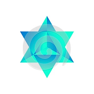 Vector Stellated Octahedron, also called Stella octangula, and Polyhedra Hexagon, geometric polyhedral compounds on a photo