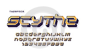 Vector stencil futuristic sci-fi alphabet, creative characters set