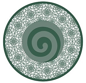 Vector stencil lacy round frame with carved openwork pattern.