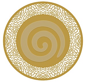 Vector Stencil lacy round frame with carved openwork pattern.