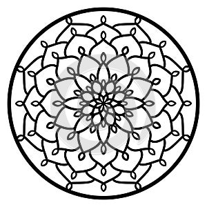 Vector Stencil lacy round ornament Mandala with carved openwork