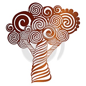 Vector Stencil tree with carved openwork pattern. Template for i