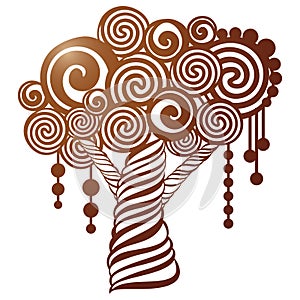 Vector Stencil tree with carved openwork pattern. Template for i